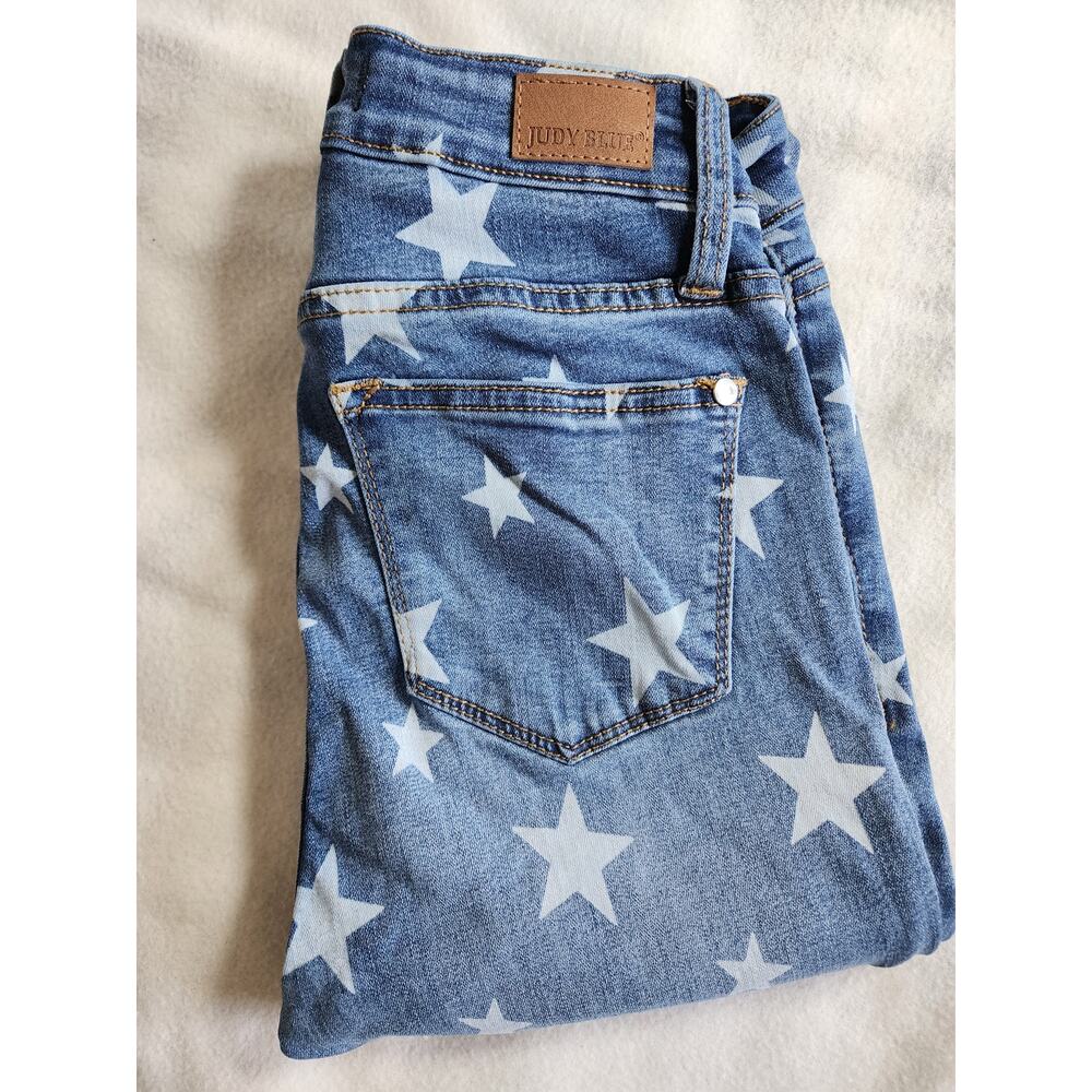 Judy Blue Star Print Skinny Fit Jeans Medium Wash Denim JB84145 Womens 3/26 - Picture 10 of 10